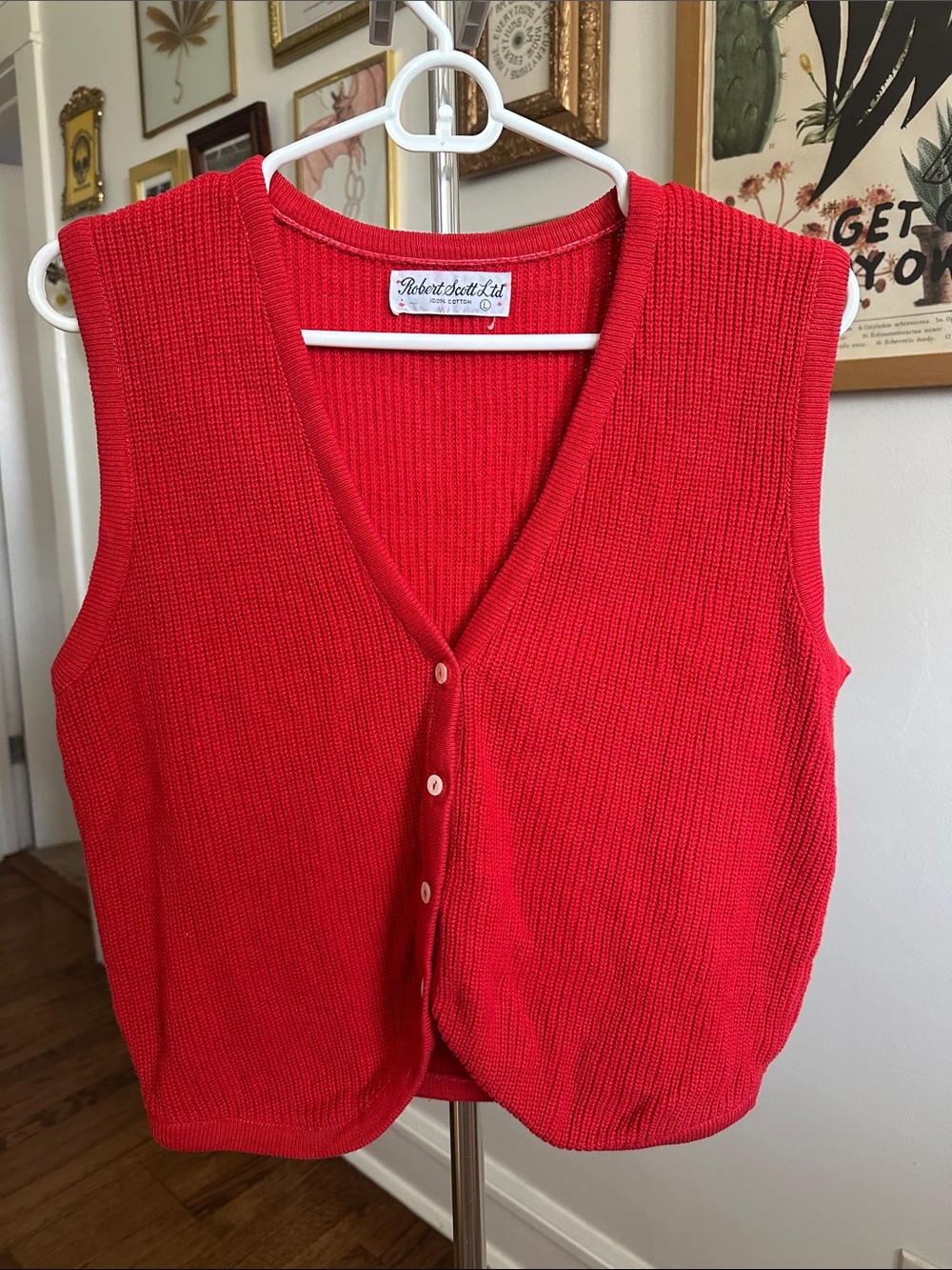 Robert Scott Ltd. Women's Red Knit Button-Front Vest